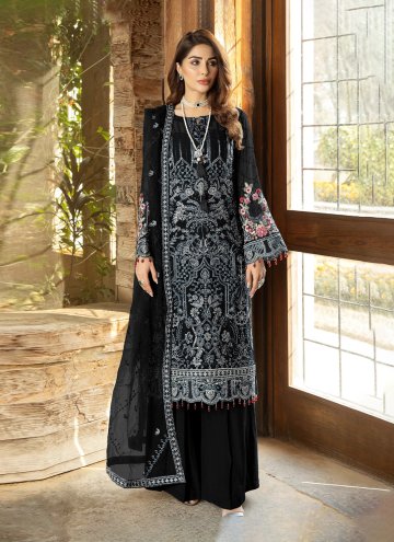 Amazing Black Georgette Embroidered Anarkali Salwa