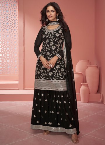 Amazing Black Georgette Embroidered Trendy Salwar Kameez