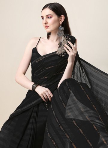 Amazing Black Silk Stone Work Classic Designer Saree