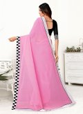 Amazing Border Georgette Pink Trendy Saree - 3