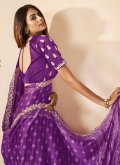 Amazing Cord Silk Purple Contemporary Saree - 1