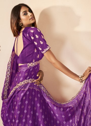 Amazing Cord Silk Purple Contemporary Saree