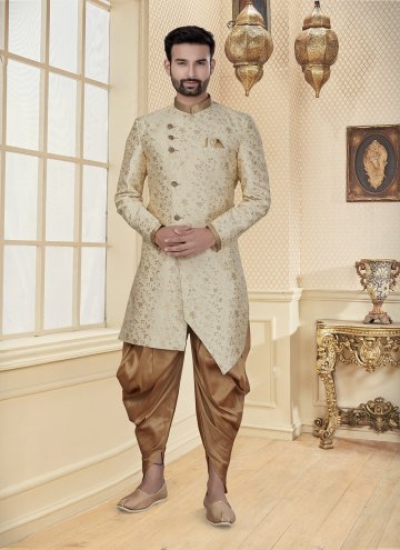 Amazing Cream Jacquard Embroidered Indo Western for Ceremonial