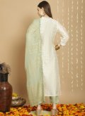 Amazing Embroidered Chanderi Silk Off White Salwar Suit - 2