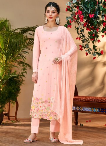 Amazing Embroidered Georgette Pink Salwar Suit