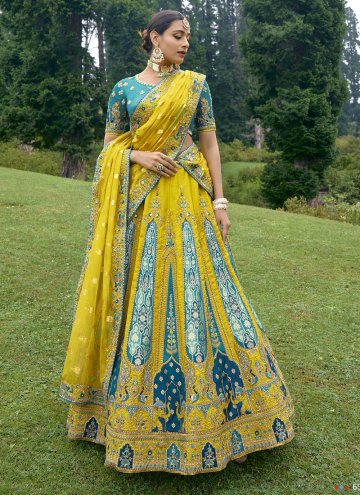 Amazing Embroidered Silk Yellow Designer Lehenga Choli