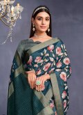 Amazing Embroidered Tussar Silk Morpeach Traditional Saree - 1