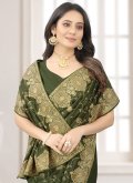 Amazing Embroidered Vichitra Silk Green Contemporary Saree - 1