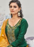 Amazing Green Banarasi Woven Pant Style Suit for Casual - 1