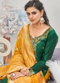 Amazing Green Banarasi Woven Pant Style Suit for Casual - 2