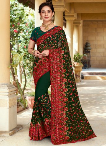 Amazing Green Georgette Embroidered Contemporary S