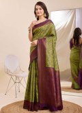 Amazing Green Kanjivaram Silk Jacquard Work Trendy Saree - 2