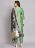 Amazing Green Silk Blend Embroidered Pant Style Suit - 1