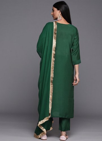 Amazing Green Silk Embroidered Salwar Suit