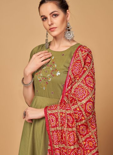 Amazing Green Silk Woven Salwar Suit for Wedding