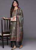 Amazing Grey Chanderi Silk Embroidered Trendy Salwar Kameez - 1