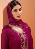 Amazing Magenta Faux Georgette Embroidered Designer Pakistani Salwar Suit - 1