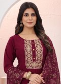 Amazing Maroon Chinon Embroidered Trendy Salwar Suit - 1