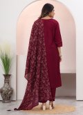 Amazing Maroon Chinon Embroidered Trendy Salwar Suit - 2