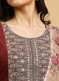 Amazing Maroon Cotton  Embroidered Salwar Suit for Casual - 1