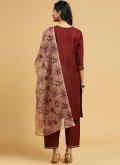 Amazing Maroon Cotton  Embroidered Salwar Suit for Casual - 2
