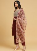 Amazing Maroon Cotton  Embroidered Salwar Suit for Casual - 3