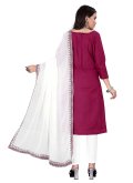 Amazing Maroon Cotton  Embroidered Salwar Suit for Festival - 1