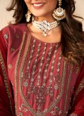 Amazing Maroon Georgette Embroidered Straight Salwar Kameez - 1
