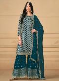 Amazing Morpeach Faux Georgette Embroidered Salwar Suit - 1