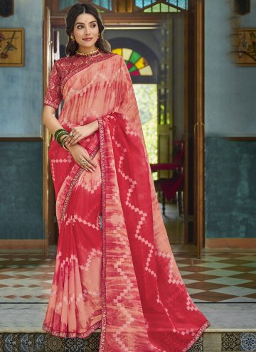 Amazing Multi Colour Chiffon Print Trendy Saree