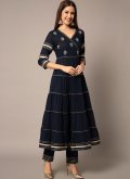 Amazing Navy Blue Rayon Embroidered Salwar Suit - 2