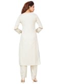 Amazing Off White Cotton  Embroidered Party Wear Kurti for Ceremonial - 3