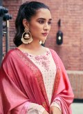 Amazing Off White Georgette Embroidered Designer Salwar Kameez for Ceremonial - 3