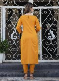 Amazing Orange Cotton  Embroidered Party Wear Kurti - 2
