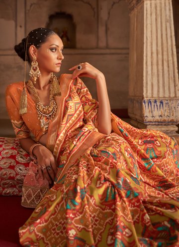 Amazing Orange Patola Silk Woven Designer Saree