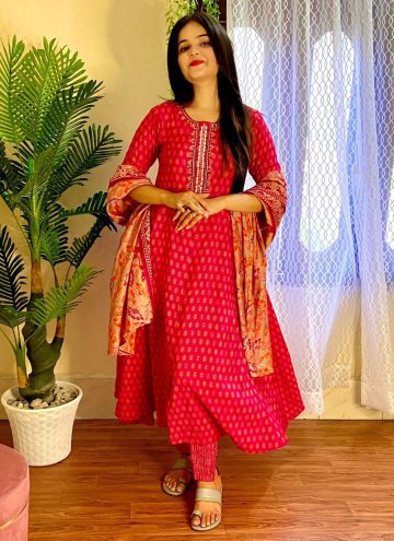 Amazing Pink Chanderi Embroidered Salwar Suit for 