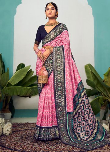 Amazing Pink Cotton Silk Polka Dotted Contemporary Saree