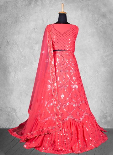 Amazing Pink Georgette Embroidered Designer Lehenga Choli for Ceremonial