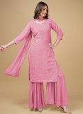 Amazing Pink Georgette Embroidered Designer Salwar Kameez - 3