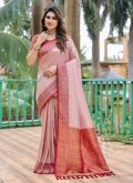 Amazing Pink Kanjivaram Silk Woven Contemporary Saree for Ceremonial - 3