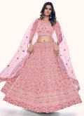 Amazing Pink Net Sequins Work A Line Lehenga Choli for Engagement - 2