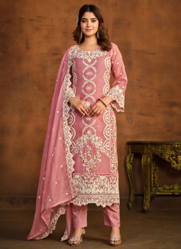 Amazing Pink Organza Embroidered Trendy Salwar Suit for Ceremonial