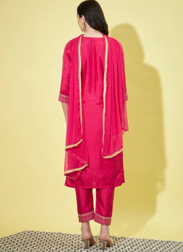 Amazing Pink Silk Blend Embroidered Pant Style Suit