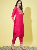 Amazing Pink Silk Blend Embroidered Pant Style Suit - 3