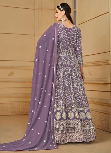 Amazing Purple Faux Georgette Embroidered Salwar Suit