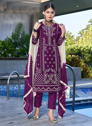 Amazing Purple Georgette Embroidered Salwar Suit for Ceremonial