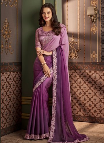 Amazing Purple Silk Border Shaded Saree