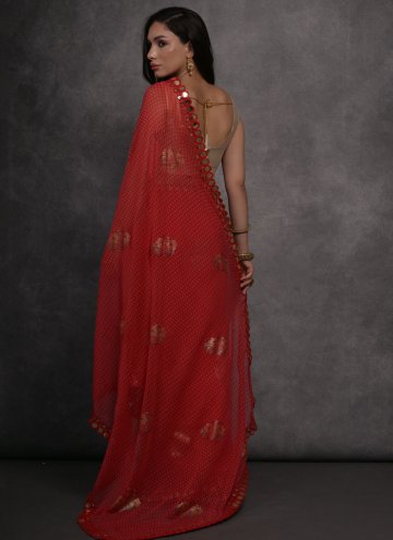Amazing Red Georgette Border Classic Designer Saree for Casual