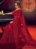 Amazing Red Net Crystal Contemporary Saree - 1