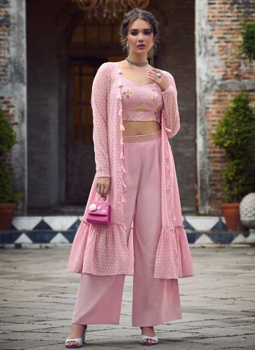 Amazing Rose Pink Georgette Embroidered Designer Salwar Kameez